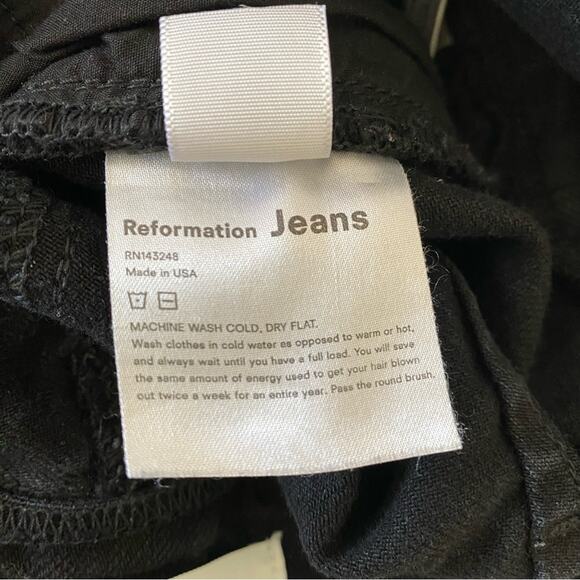 Reformation Yasmin Jeans in Black Size 26 Paperbag Front Zipper Stretch - Picture 12 of 14